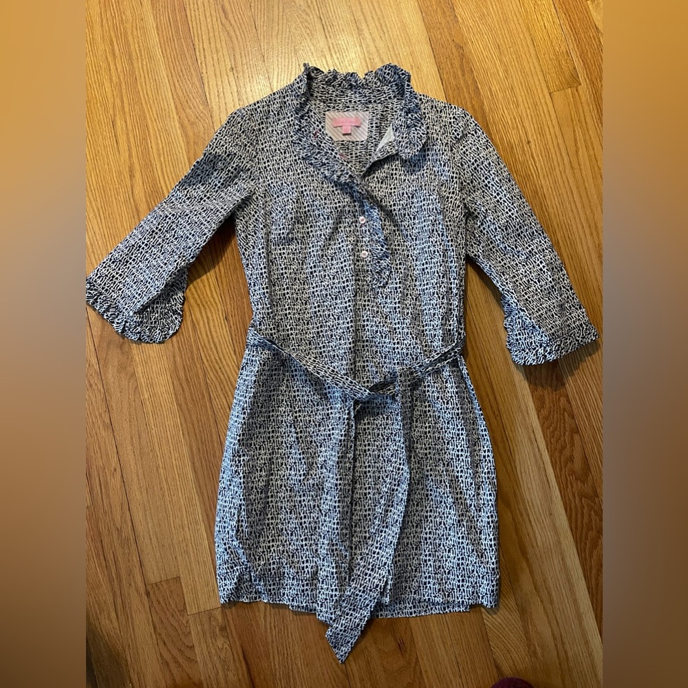 Lilly Pulitzer Sail Lilly size 0 dress with tie and ruffle detail